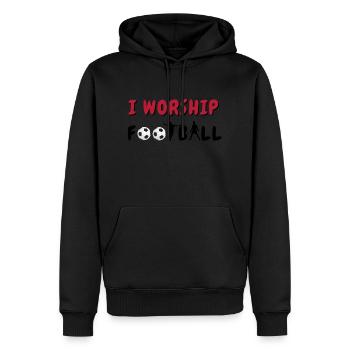 I worship football - Men’s Premium Organic Hoodie - black - Front - Nico (187cm)