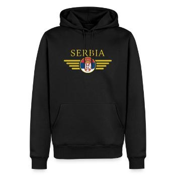 J’aime la Serbie, T-shirt design de style élégance - Sweat à capuche Premium bio Homme - noir - Devant - Nico (187cm)