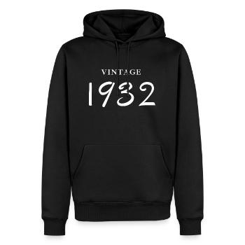 Jahrgang 1932 - Geschenkidee zum Jubiläum - Männer Premium Bio Hoodie - Schwarz - Vorne - Nico (187cm)