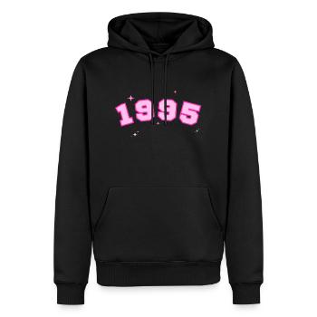 1995 rose étoile - Sweat à capuche Premium bio Homme - noir - Devant - Nico (187cm)