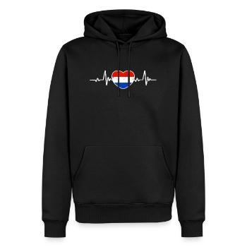 Pays-Bas Coeur Drapeau Néerlandais Vintage - Sweat à capuche Premium bio Homme - noir - Devant - Nico (187cm)