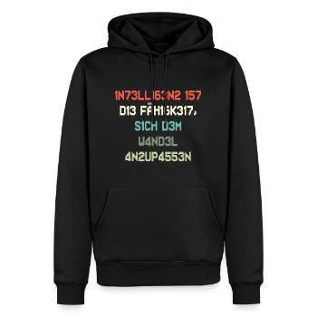 Die Fähigkeit sich dem Wandel anzupassen - Männer Premium Bio Hoodie - Schwarz - Vorne - Nico (187cm)