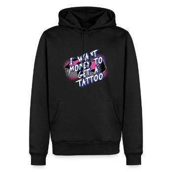 i want money to get a tattoo - Männer Premium Bio Hoodie - Schwarz - Vorne - Nico (187cm)