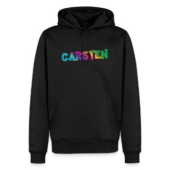 Carsten - Männer Premium Bio Hoodie - Schwarz - Vorne - Nico (187cm)