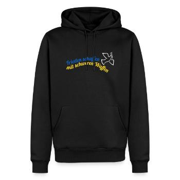 Frieden schaffen! - Männer Premium Bio Hoodie - Schwarz - Vorne - Nico (187cm)