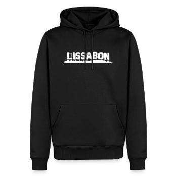 Lissabon - Männer Premium Bio Hoodie - Schwarz - Vorne - Nico (187cm)