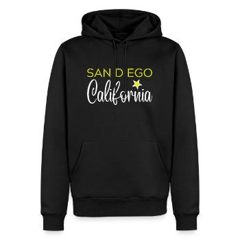 San Diego California - Sweat à capuche Premium bio Homme - noir - Devant - Nico (187cm)
