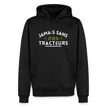 Jamais sans mes tracteurs - Sweat à capuche Premium bio Homme - noir - Devant - Nico (187cm)
