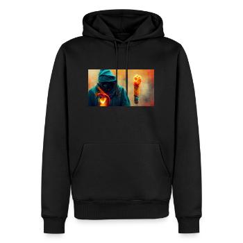 Vermummter mit Fackel - Männer Premium Bio Hoodie - Schwarz - Vorne - Nico (187cm)