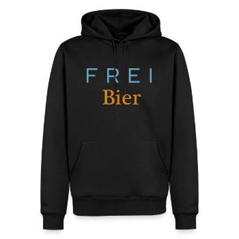 FREI Bier orange - Männer Premium Bio Hoodie - Schwarz - Vorne - Nico (187cm)