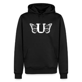 Buchstabe U Schmetterling - Männer Premium Bio Hoodie - Schwarz - Vorne - Nico (187cm)