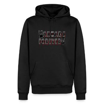 ARCADE FOREVER - Männer Premium Bio Hoodie - Schwarz - Vorne - Nico (187cm)