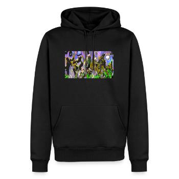 Wiese 731225 - Männer Premium Bio Hoodie - Schwarz - Vorne - Nico (187cm)