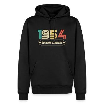 1954 Édition limitée - Sweat à capuche Premium bio Homme - noir - Devant - Nico (187cm)
