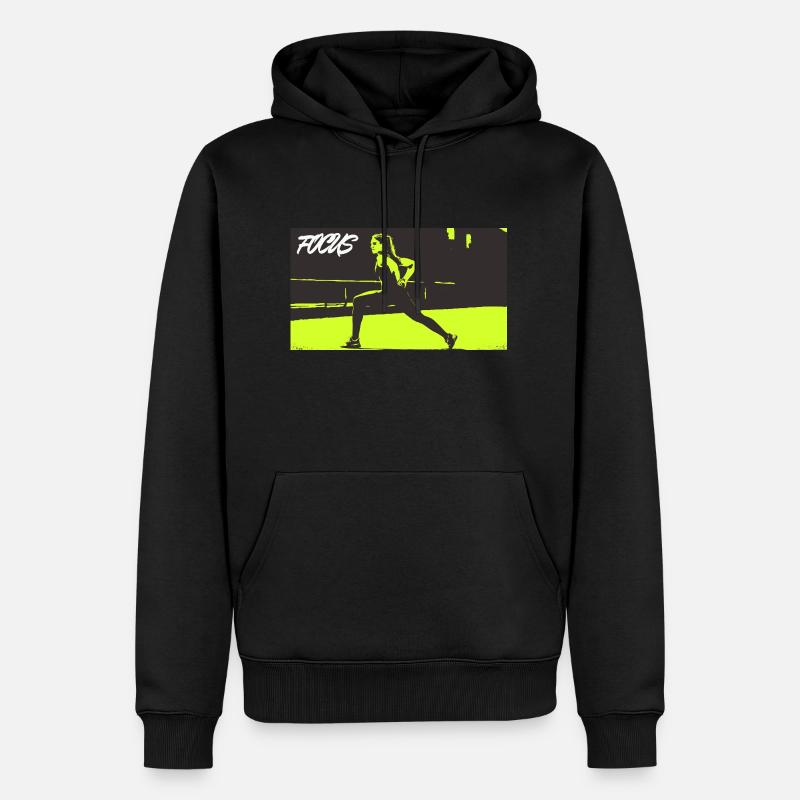 FOCUS_lime - Männer Premium Bio Hoodie - Schwarz