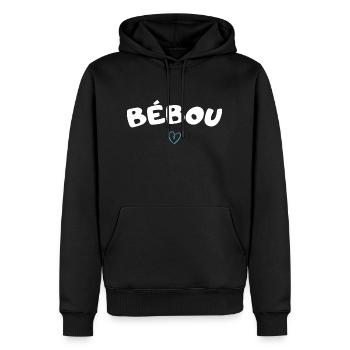 cadeau fete des peres pour bébou - Sweat à capuche Premium bio Homme - noir - Devant - Nico (187cm)