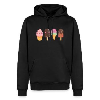 Kawaii Ice Cream - Sweet Ice Cream Faces - Men’s Premium Organic Hoodie - black - Front - Nico (187cm)