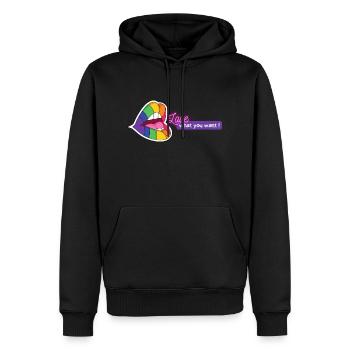 LGBT Bunte Lippen Love what you want Geschenk idee - Männer Premium Bio Hoodie - Schwarz - Vorne - Nico (187cm)