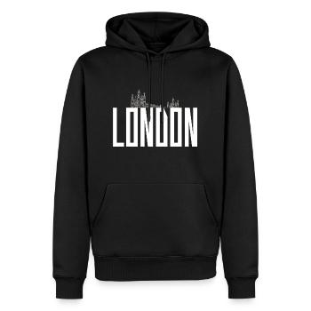 Londre - Männer Premium Bio Hoodie - Schwarz - Vorne - Nico (187cm)