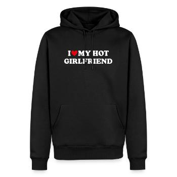 I Love My Hot Girlfriend Ich Liebe Meine Freundin - Men’s Premium Organic Hoodie - black - Front - Nico (187cm)
