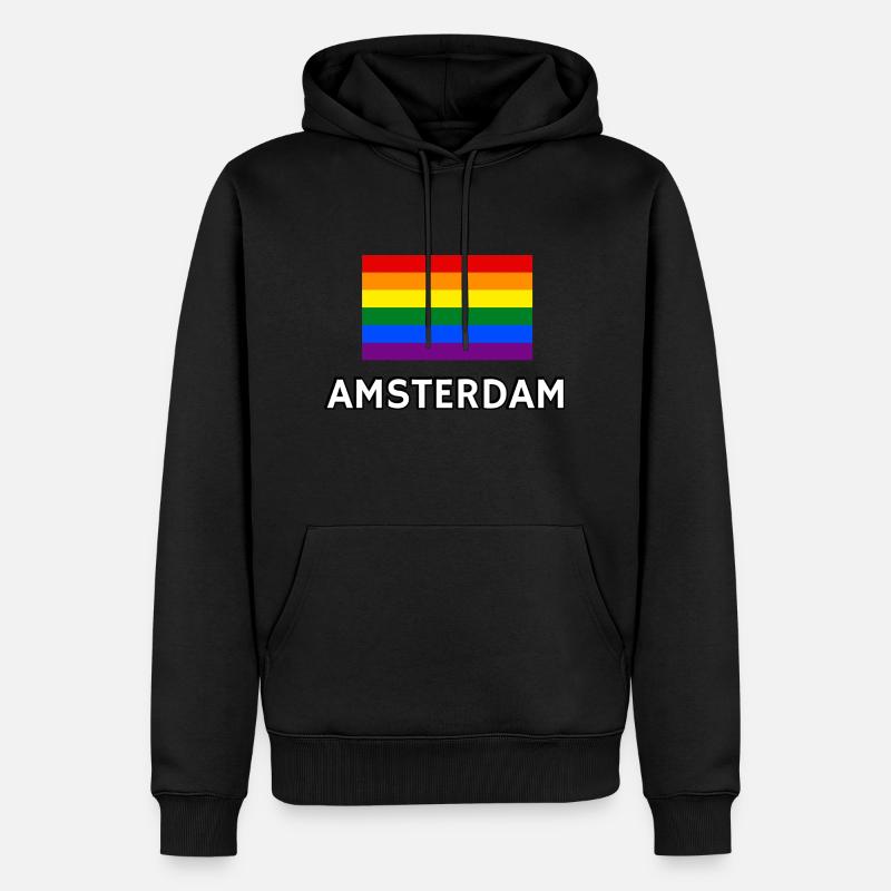 Pride Flagge Amsterdam - Männer Premium Bio Hoodie - Schwarz
