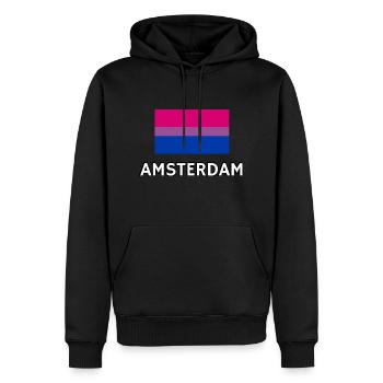 Drapeau de la Bi Pride Amsterdam - Sweat à capuche Premium bio Homme - noir - Devant - Nico (187cm)