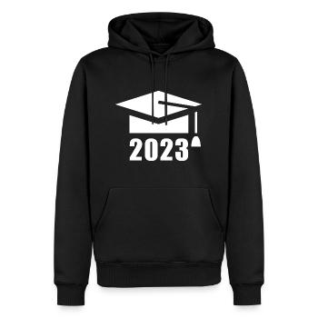 ABI 2023 | Abschlussfeier - Männer Premium Bio Hoodie - Schwarz - Vorne - Nico (187cm)