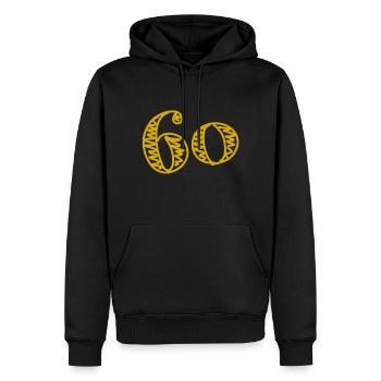 60 JAHRE. 60-JÄHRIGES JUBILÄUM. GEBURTSTAG 60 JAHRE. 60 - Männer Premium Bio Hoodie - Schwarz - Vorne - Nico (187cm)