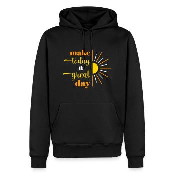 make today a great day - Männer Premium Bio Hoodie - Schwarz - Vorne - Nico (187cm)