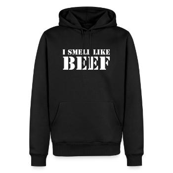 I smell likebeef - Men’s Premium Organic Hoodie - black - Front - Nico (187cm)
