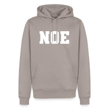 Name - Noe - Männer Premium Bio Hoodie - Taupe - Vorne - Nico (187cm)