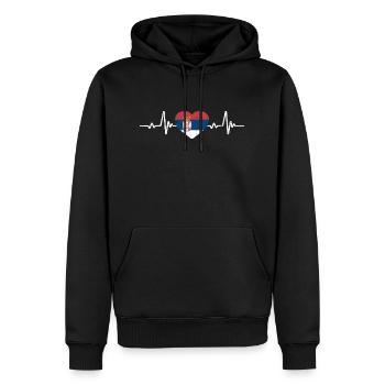 Serbien Herz Serbische Flagge Retro - Männer Premium Bio Hoodie - Schwarz - Vorne - Nico (187cm)