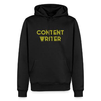 Content-Writer - Männer Premium Bio Hoodie - Schwarz - Vorne - Nico (187cm)