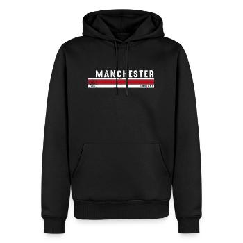 Manchester - Angleterre Patrimoine culturel - Sweat à capuche Premium bio Homme - noir - Devant - Nico (187cm)