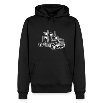 Truck / Lkw 02_weiß - Männer Premium Bio Hoodie - Schwarz - Vorne - Nico (187cm)