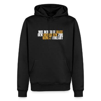 Wie der tote Hase den Menschen zur Kunst erklärt - Männer Premium Bio Hoodie - Schwarz - Vorne - Nico (187cm)
