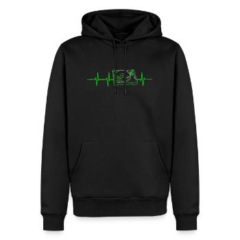 Plattenspieler Frequenz - Männer Premium Bio Hoodie - Schwarz - Vorne - Nico (187cm)