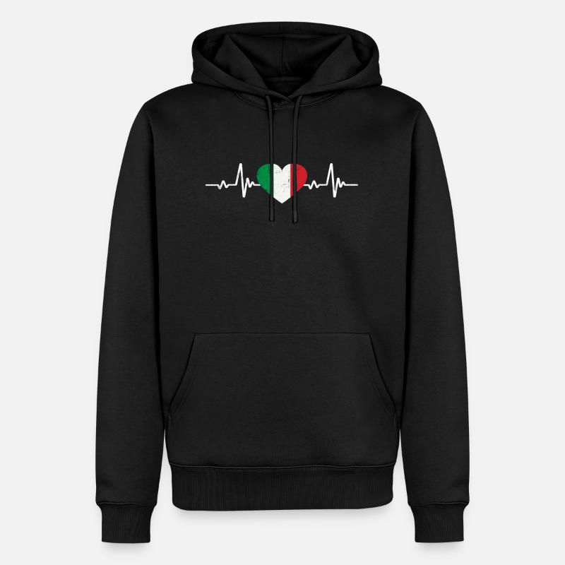Cuore d'Italia - Felpa con cappuccio ecologica premium da uomo - nero