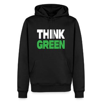 Think Green - Männer Premium Bio Hoodie - Schwarz - Vorne - Nico (187cm)