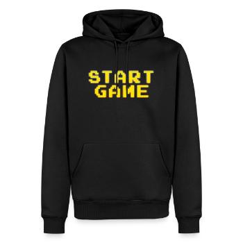 Start Game - Sweat à capuche Premium bio Homme - noir - Devant - Nico (187cm)