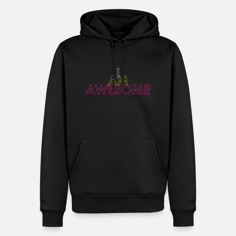 I AM AWESOME - Männer Premium Bio Hoodie - Schwarz