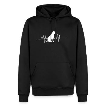 Pitbull Herzschlag - Männer Premium Bio Hoodie - Schwarz - Vorne - Nico (187cm)