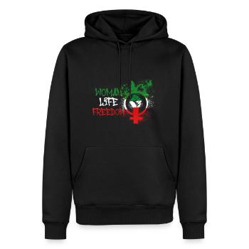Femmes Vie Liberté,Liberté,Iran,Papillons - Sweat à capuche Premium bio Homme - noir - Devant - Nico (187cm)