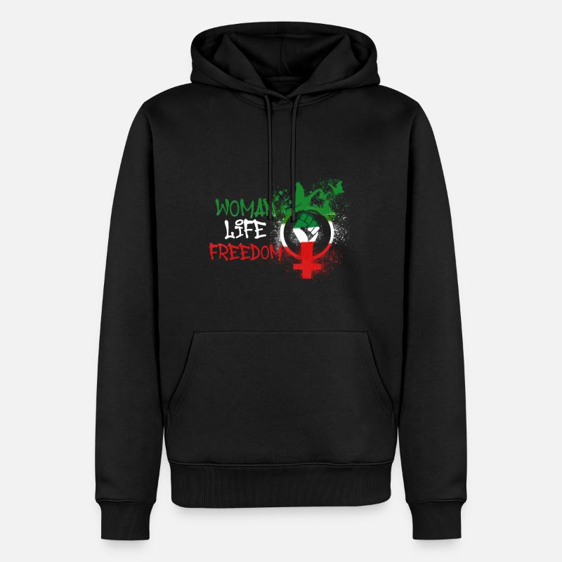 Femmes Vie Liberté,Liberté,Iran,Papillons - Sweat à capuche Premium bio Homme - noir