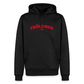 Frölunda - Männer Premium Bio Hoodie - Schwarz - Vorne - Nico (187cm)