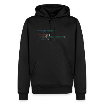 Programmiercode Insider Spruch Hello World - Männer Premium Bio Hoodie - Schwarz - Vorne - Nico (187cm)