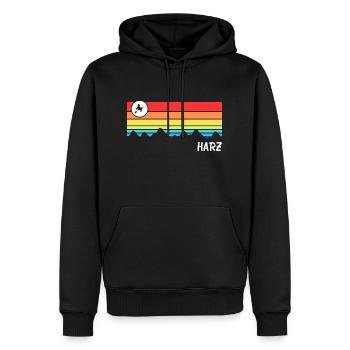 Harz Gebirge Sachsen-Anhalt Brocken Urlaub - Männer Premium Bio Hoodie - Schwarz - Vorne - Nico (187cm)