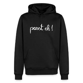 Passt eh ! - Männer Premium Bio Hoodie - Schwarz - Vorne - Nico (187cm)