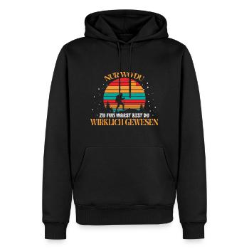 Wandern - Trekking - Nur wo du zu Fuß warst... - Männer Premium Bio Hoodie - Schwarz - Vorne - Nico (187cm)