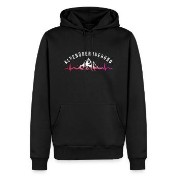 Alpenüberquerung E5 - Männer Premium Bio Hoodie - Schwarz - Vorne - Nico (187cm)